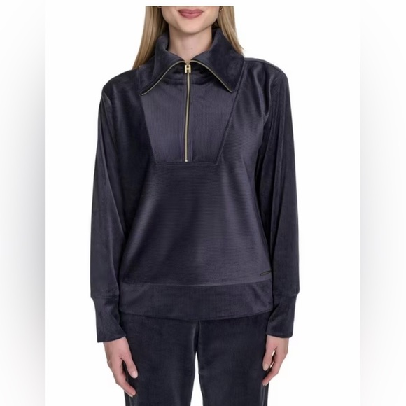 Halston Women's Velour Ribbed Lounge Set Navy NWTSize XXL